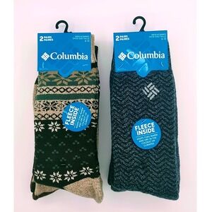 Columbia Mens Fleece Lined Socks 2 Sets Thermal Winter Warm - Shoe Size 6-12